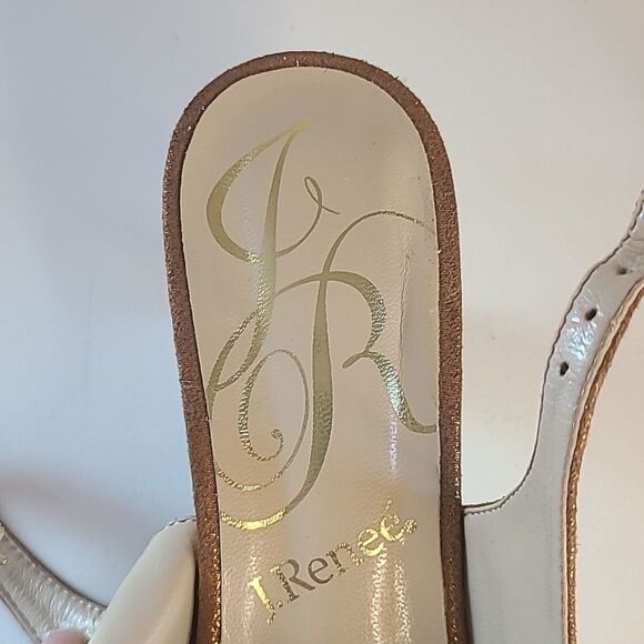 J. Renee Jadan Copper Bronze Satin Peep Toe  Kitten Heel Slingback  Size 7.5 N - Picture 14 of 14